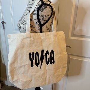 Handmade Large Canvas Yoga Metal Rock Band Inspired Tote Bag Large NEW